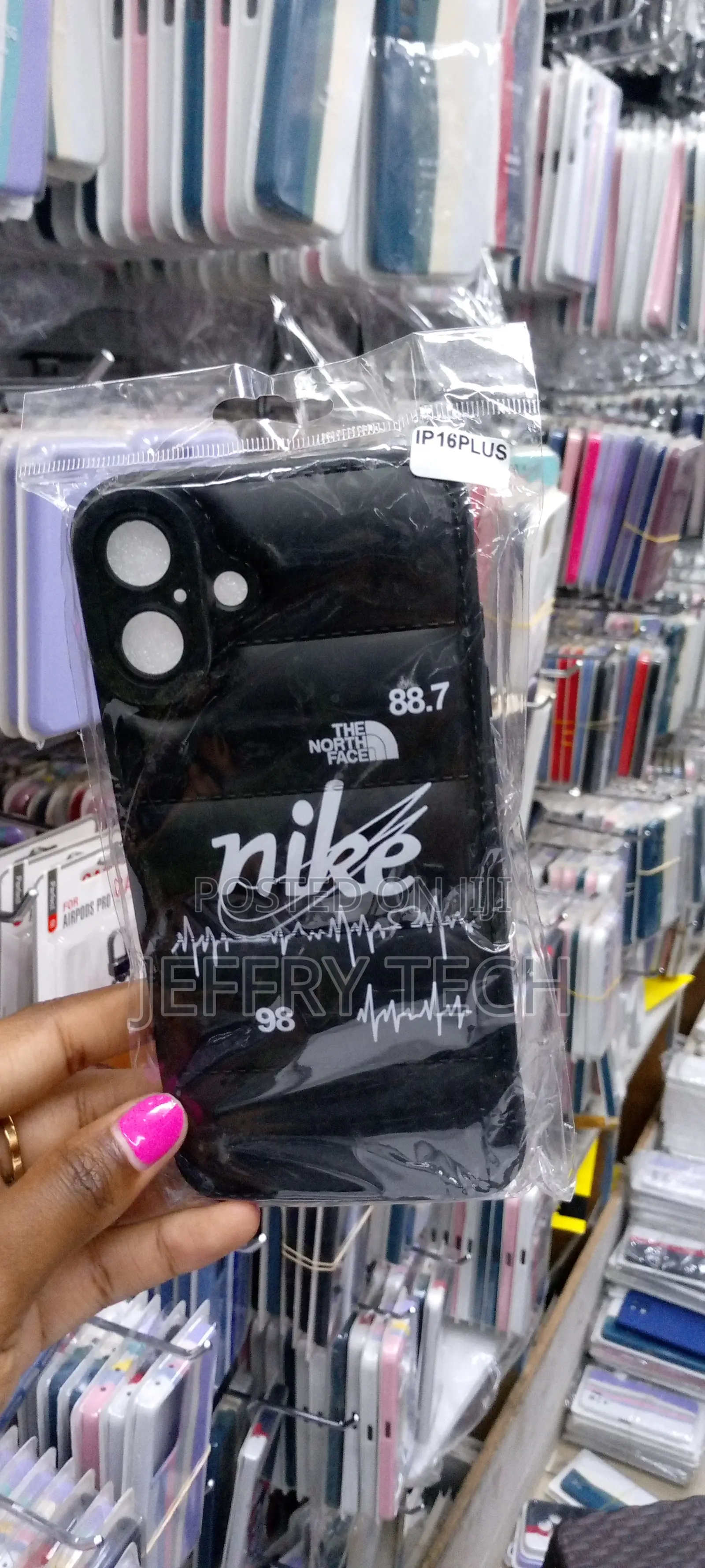 Northface Case for iPhone 16 Plus (Black) Puffer Case