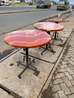 Brown White Restaurant Round Table