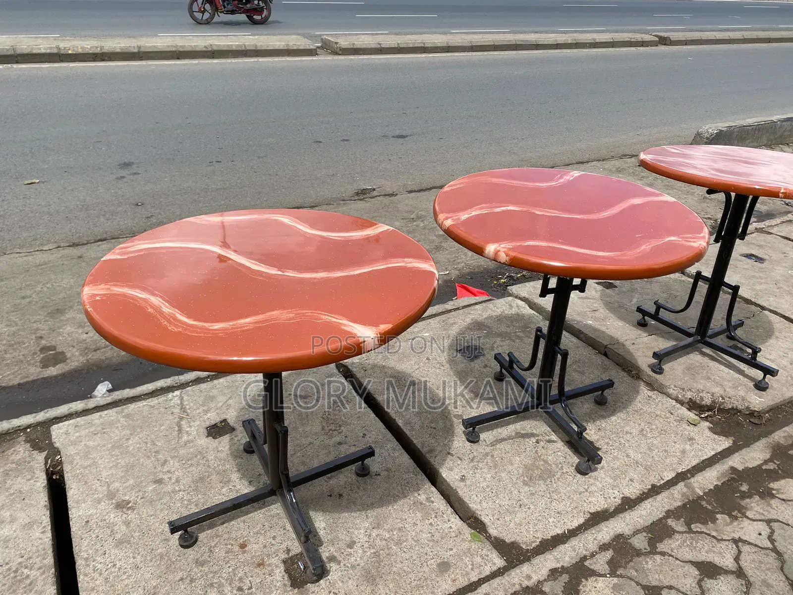 Brown White Restaurant Round Table