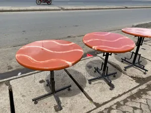 Brown White Restaurant Round Table