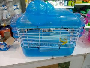 Clear Plastic Dwarf Hamster Mice Cage With Ball on Top, Blue - thumbnail 2