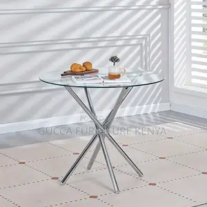 Dining Tables: Modern Round Glass Home Office Dining Table