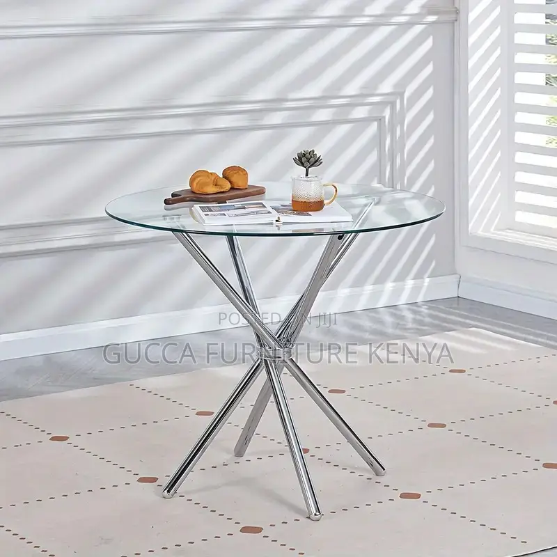 Dining Tables: Modern Round Glass Home Office Dining Table