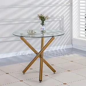 Dining Tables: Modern Round Glass Home Office Dining Table