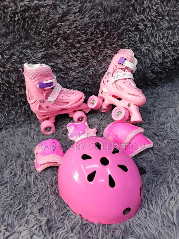 Adjustable Quad Roller Skates for Beginners Fullset - Pink, - main view