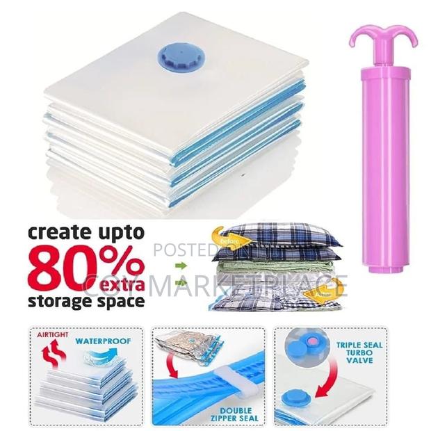 5pcs Set Vacuum Storage Bags With Pump for Clothes Blankets - thumbnail 3