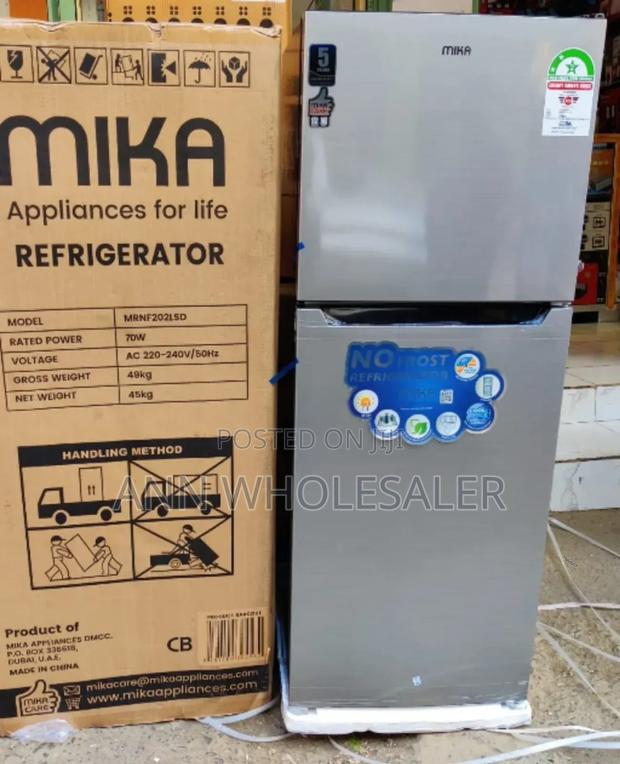 Grey Mika 202litres Double Door NO FROST Fridge T-65