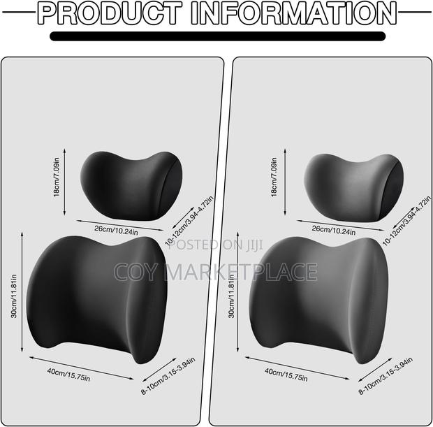 Car Lumbar Support Pillow and Car Neck Pillow Kit, Ergonomic - thumbnail 4