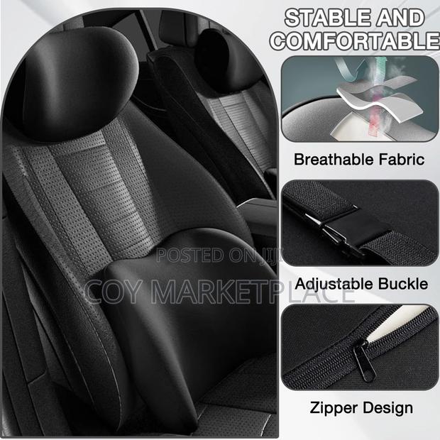 Car Lumbar Support Pillow and Car Neck Pillow Kit, Ergonomic - thumbnail 5