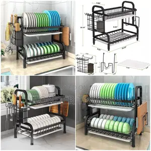 2 Tier Dish Rack Black Heavy Duty