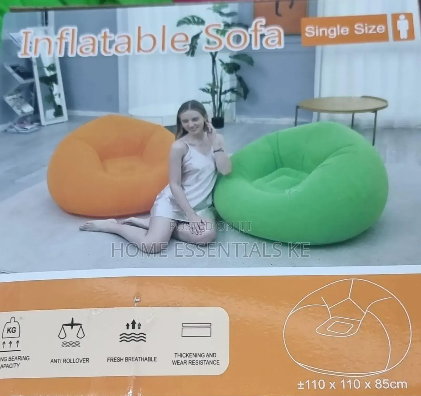 *110x85cm Inflatable LAZY SOFA Seat Plus Manual Pump