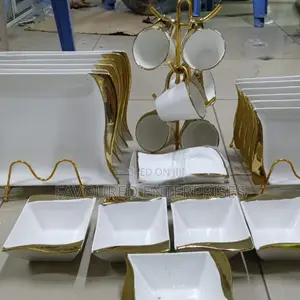 Gold Rimmed Wave Dinner Set (30pcs)