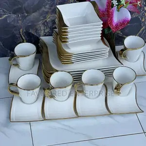 Gold Rimmed Wave Dinner Set ,