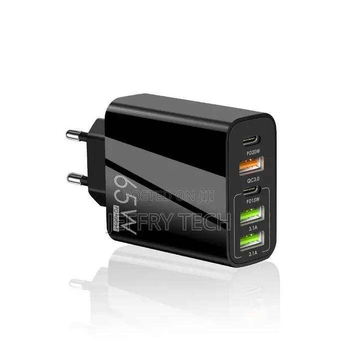 65W Fast USB Type C QC3.0 PD 20W Charger Plug 5 Ports