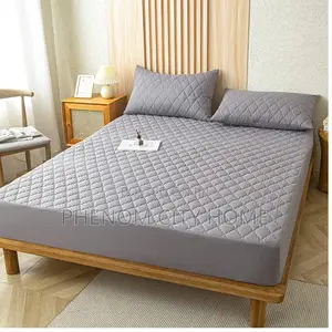 Grey Quilted Waterproof Mattress Cover
