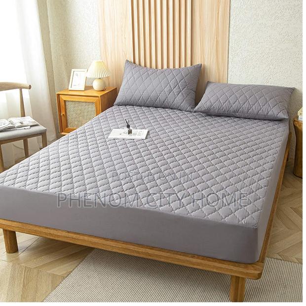 Grey Quilted Waterproof Mattress Cover