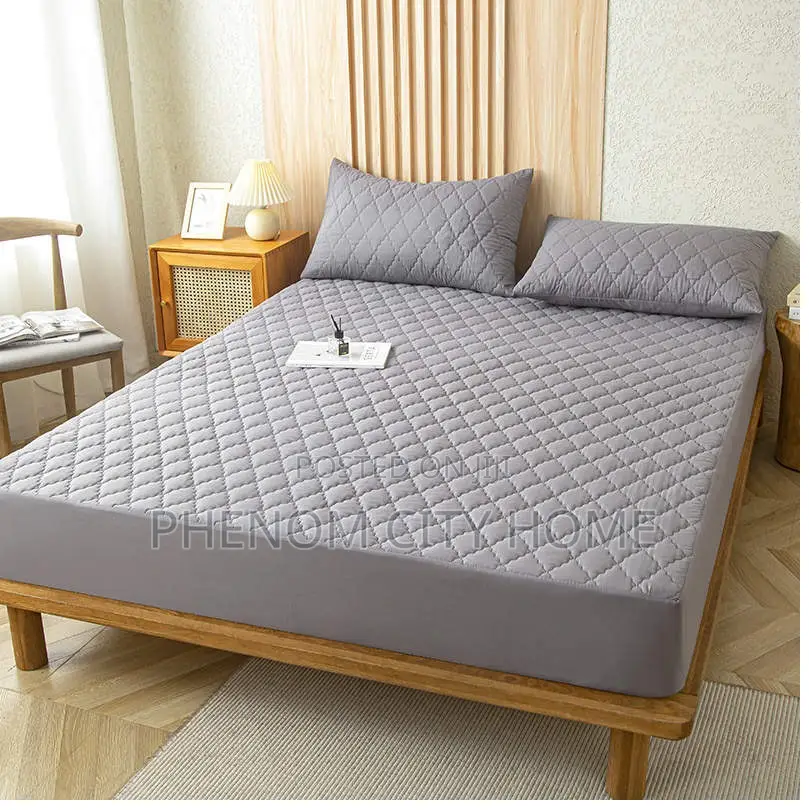Grey Quilted Waterproof Mattress Cover