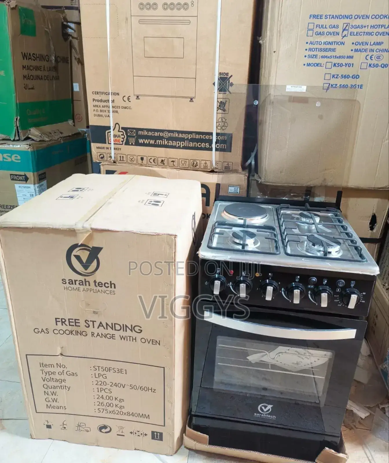 50 by 55 Sarahtech 3+1 Jet Standing Cooker Electric Oven