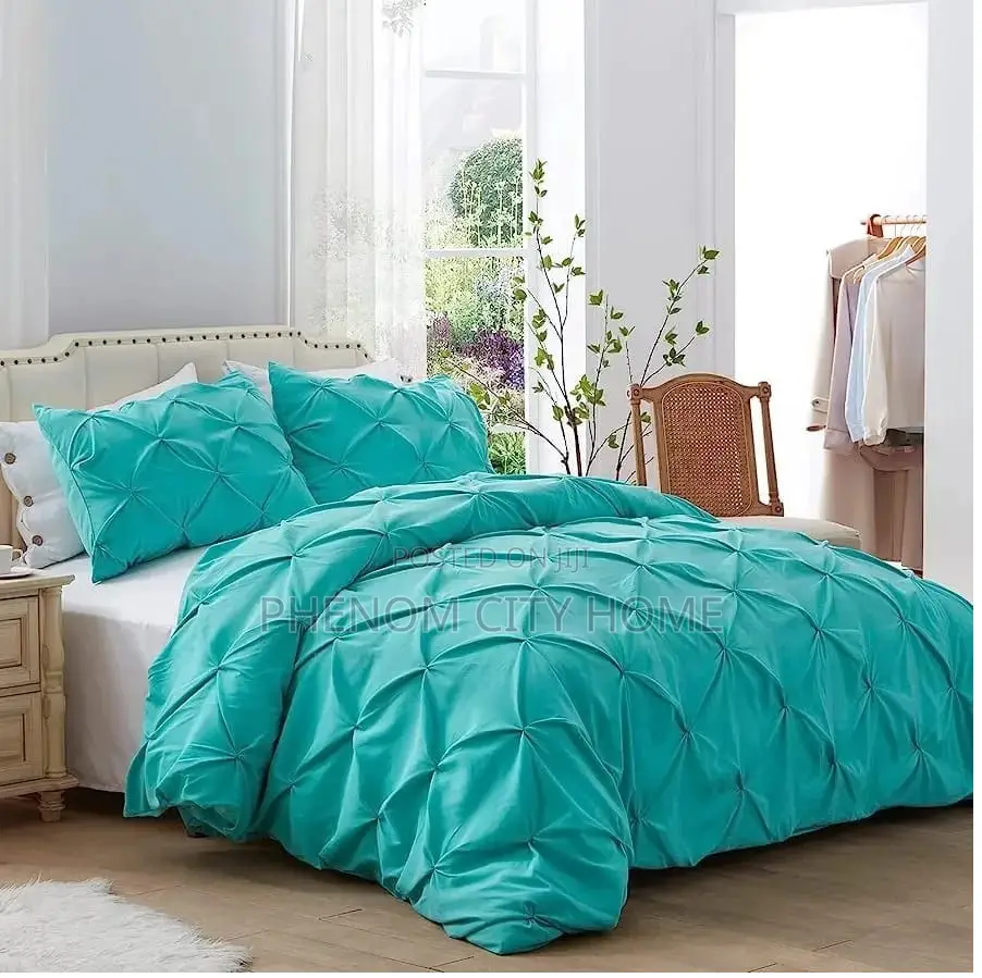 Grey Pinch Pleat Cross Pintuck Duvet Cover Set