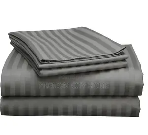Grey Stripped Extra King Size Bedsheet Set