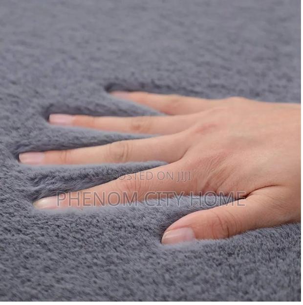 Plain Grey Style Nordic Rabbit Fur Carpets - thumbnail 2