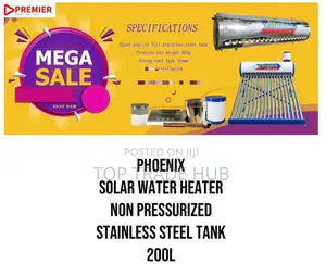 Phoenix Solar Water Heater 200L Non Pressurized Steel Tank