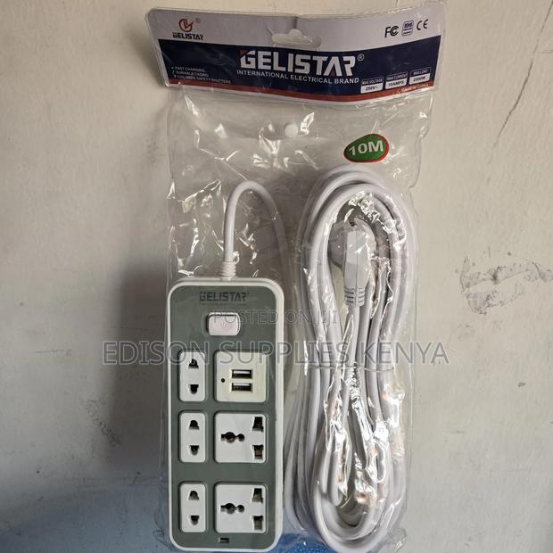 Extension Cable 10 Metres Gelistar Multiplug With USB Ports