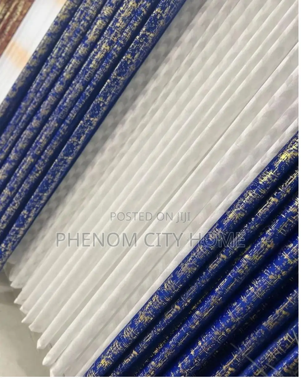 Ready Navy Blue Curtain With White Sheers
