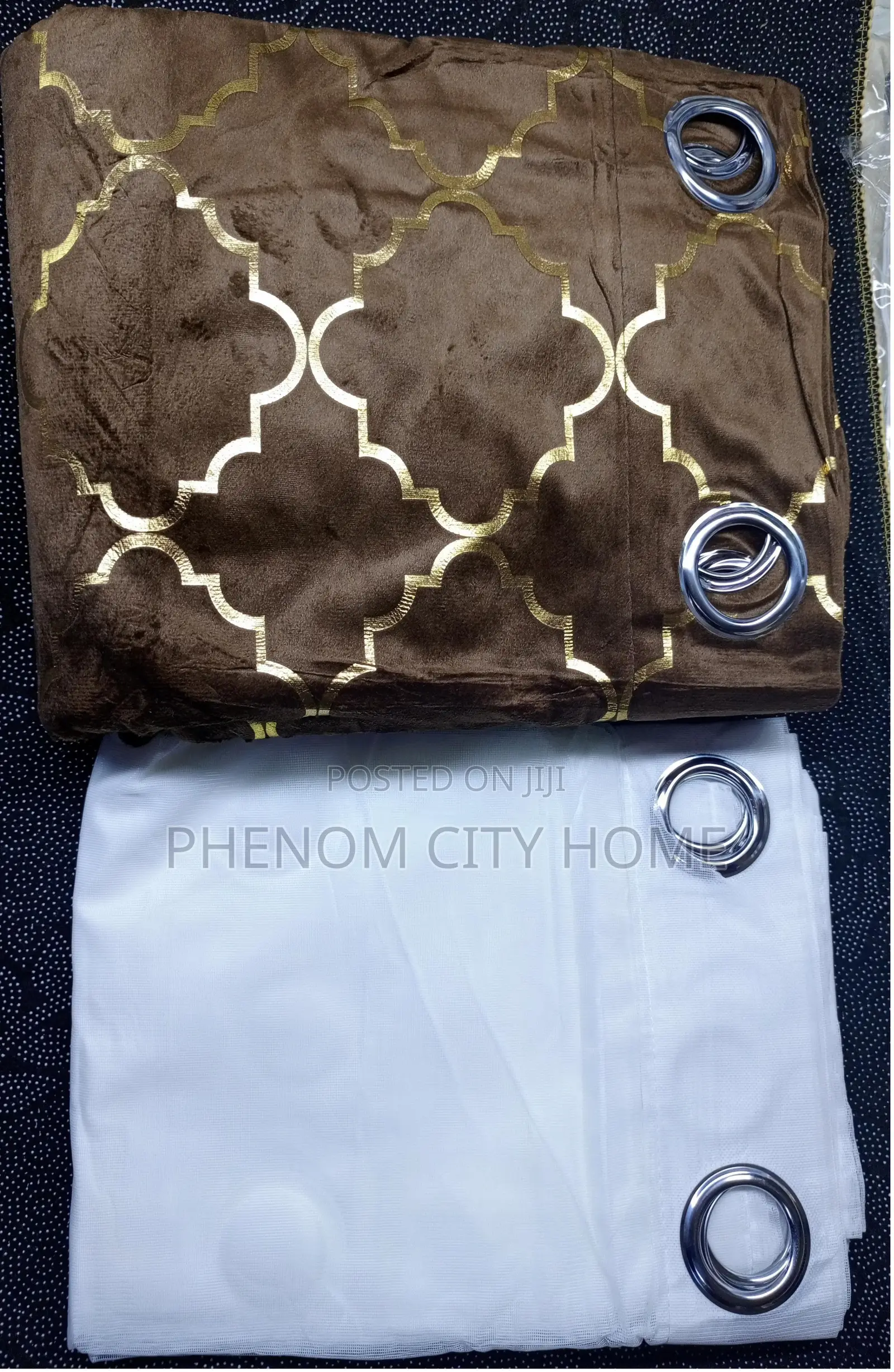 Brown Patterned Curtains With Sheers Available