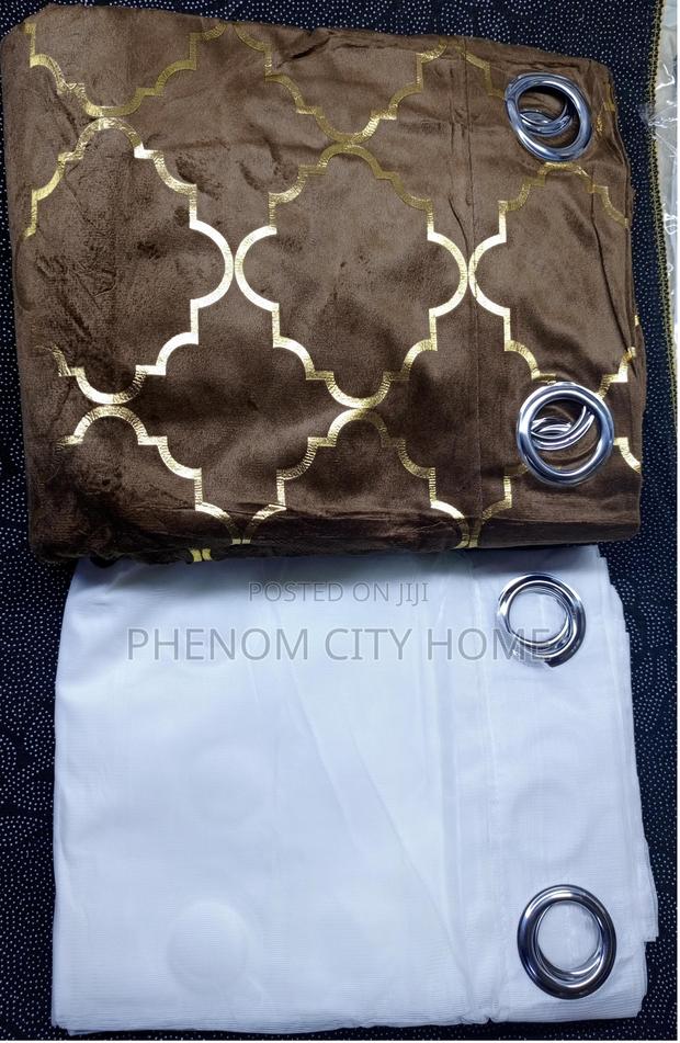 Brown Patterned Curtains With Sheers Available - thumbnail 2