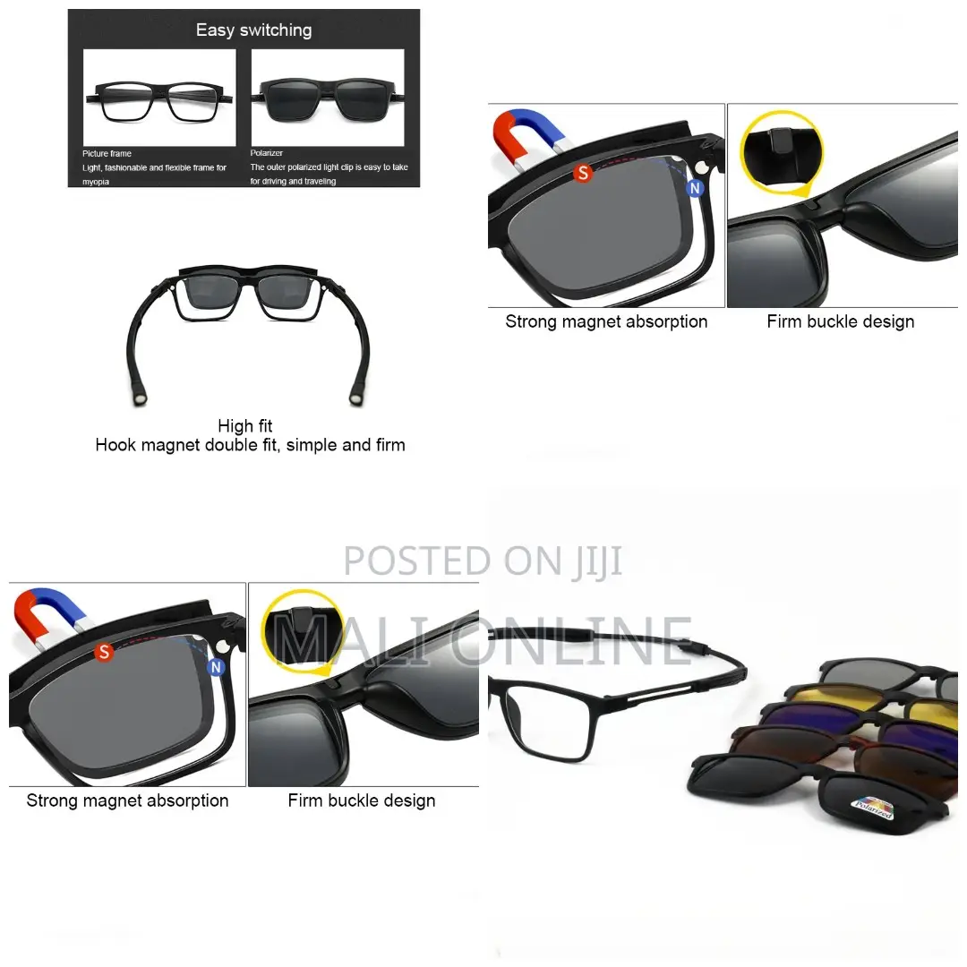 5 in 1 Polarized Sunglasses TR90 Clip-Ons Set