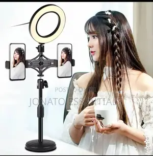 Adjustable Ring Light With Dual Phone Holder Tripod Stand