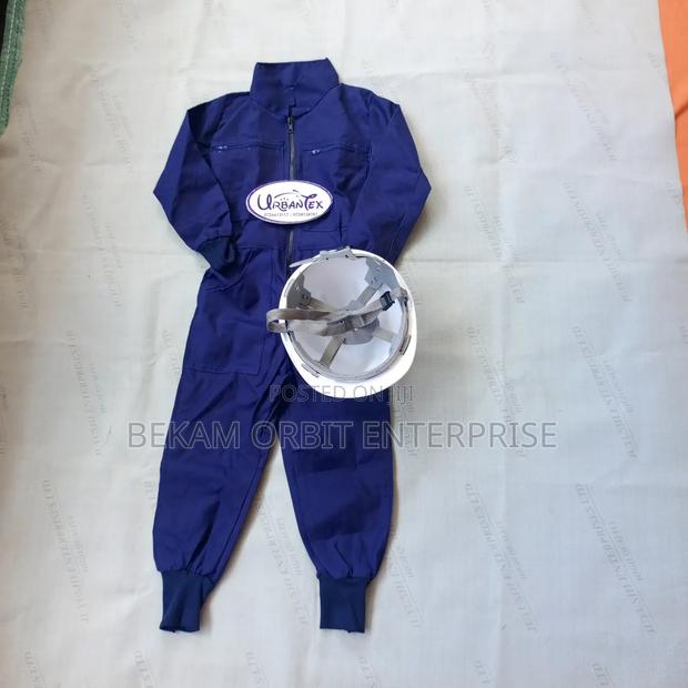 Kids Navy Blue Overall And Hard Hat - main view