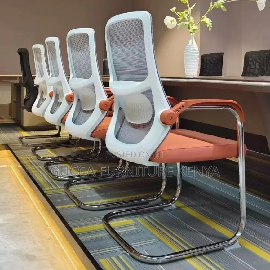 Office Chairs: Simple Fixed Chrome Mesh Guest Waiting Chair