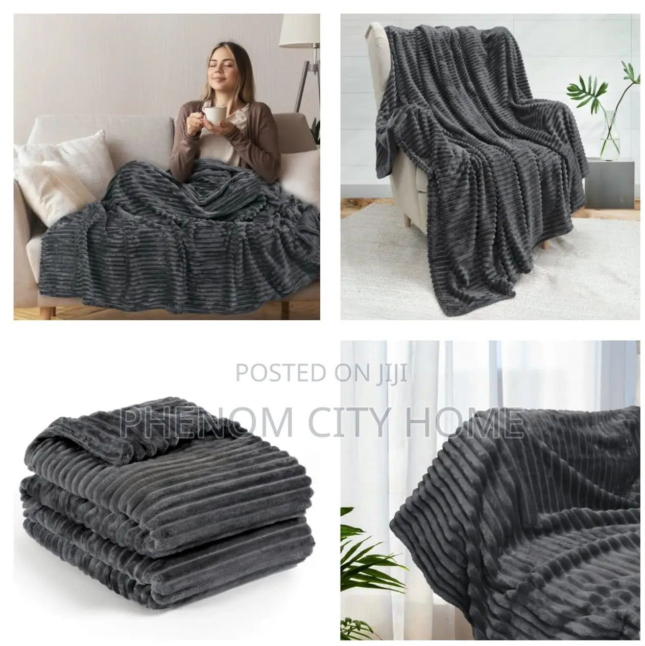 Grey Warm Chunky Throwblankets