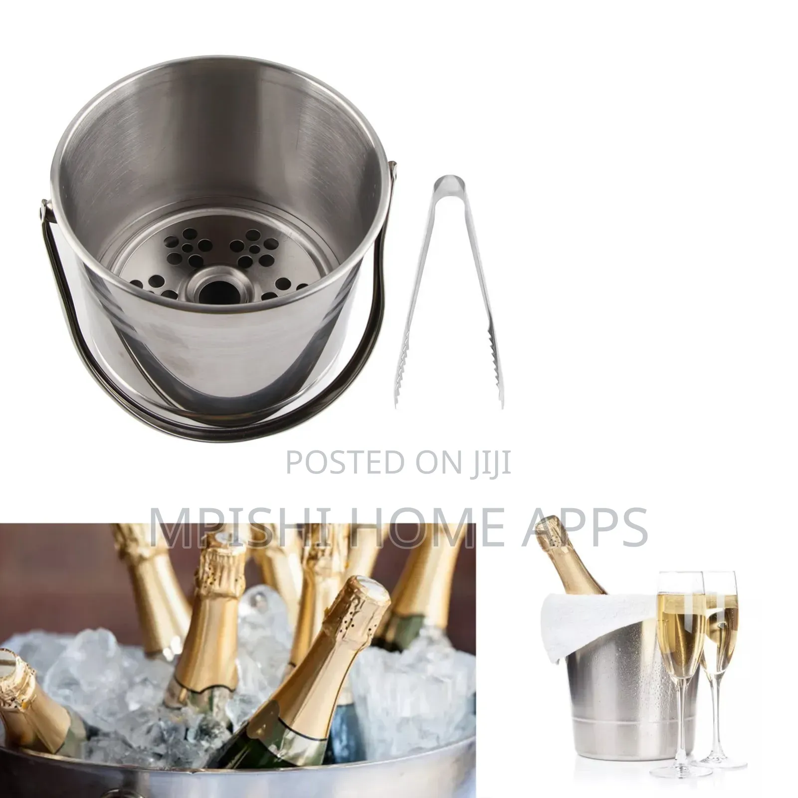 1.8L Stainless Steel Ice Bucket With Drip Tray