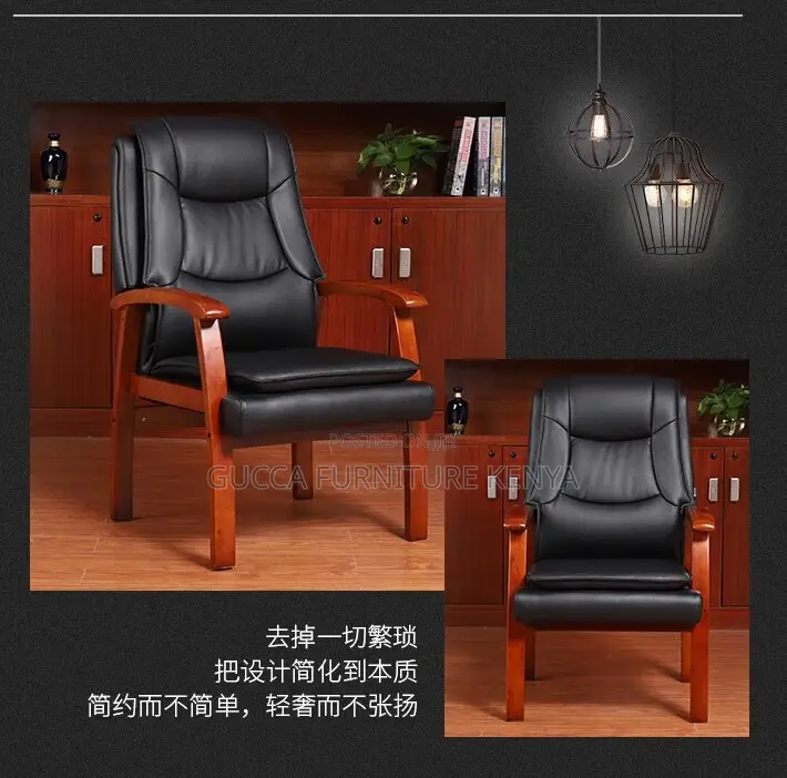 Office Chairs: Executive Mahogany Arms Leather Office Seat