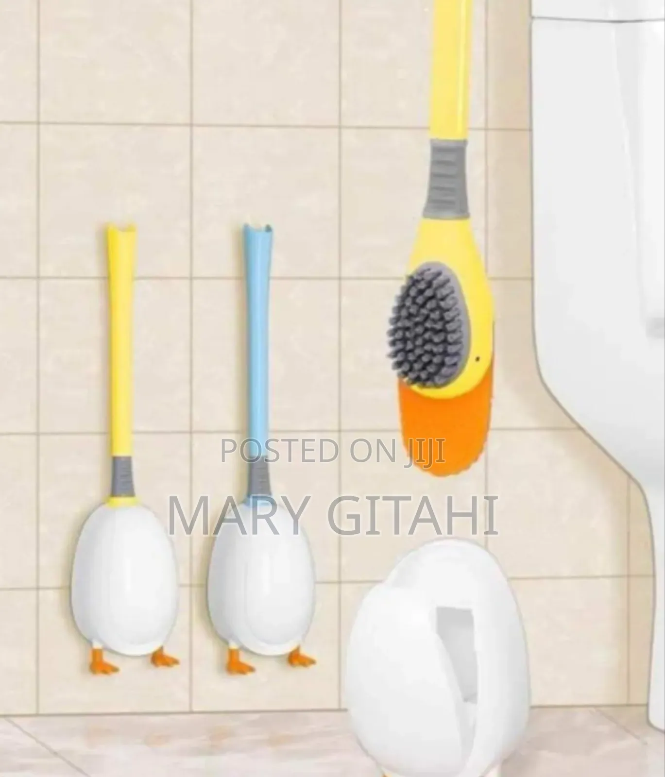 Duck Shaped Toilet Brush Holder + Silicone Toilet Brush.