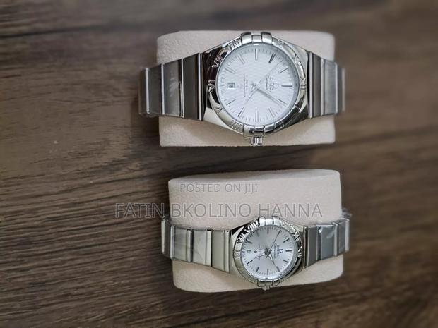 Omega Silver Simple Watch His N Hers - main view