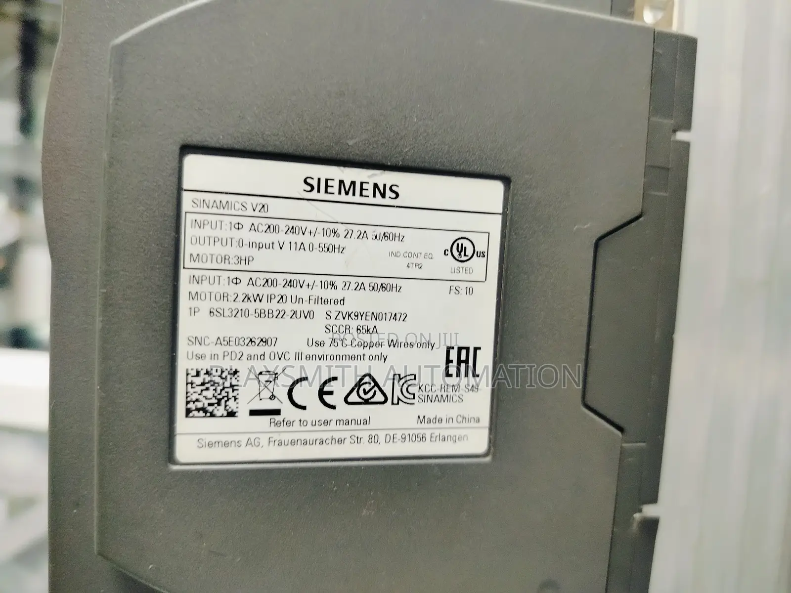 2.2kw Siemens Sinamics V20 VFD