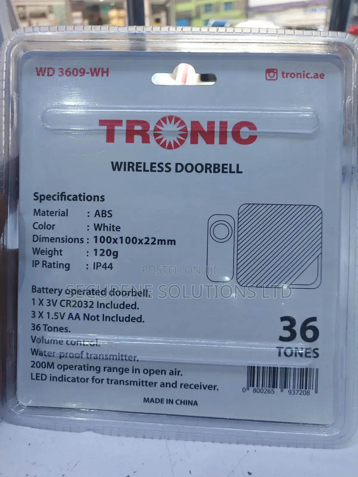 Tronic Wireless Doorbell, Model WD 3609-Wh.