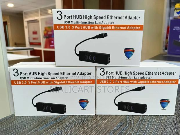USB 3.0 3 Port Hub RJ45 Adapter - main view