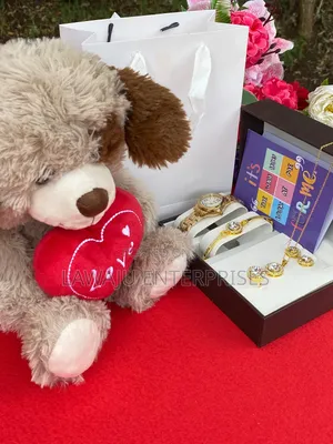5 in 1 Ladies Valentine's Gift Set With Brown Fluffy Puppy