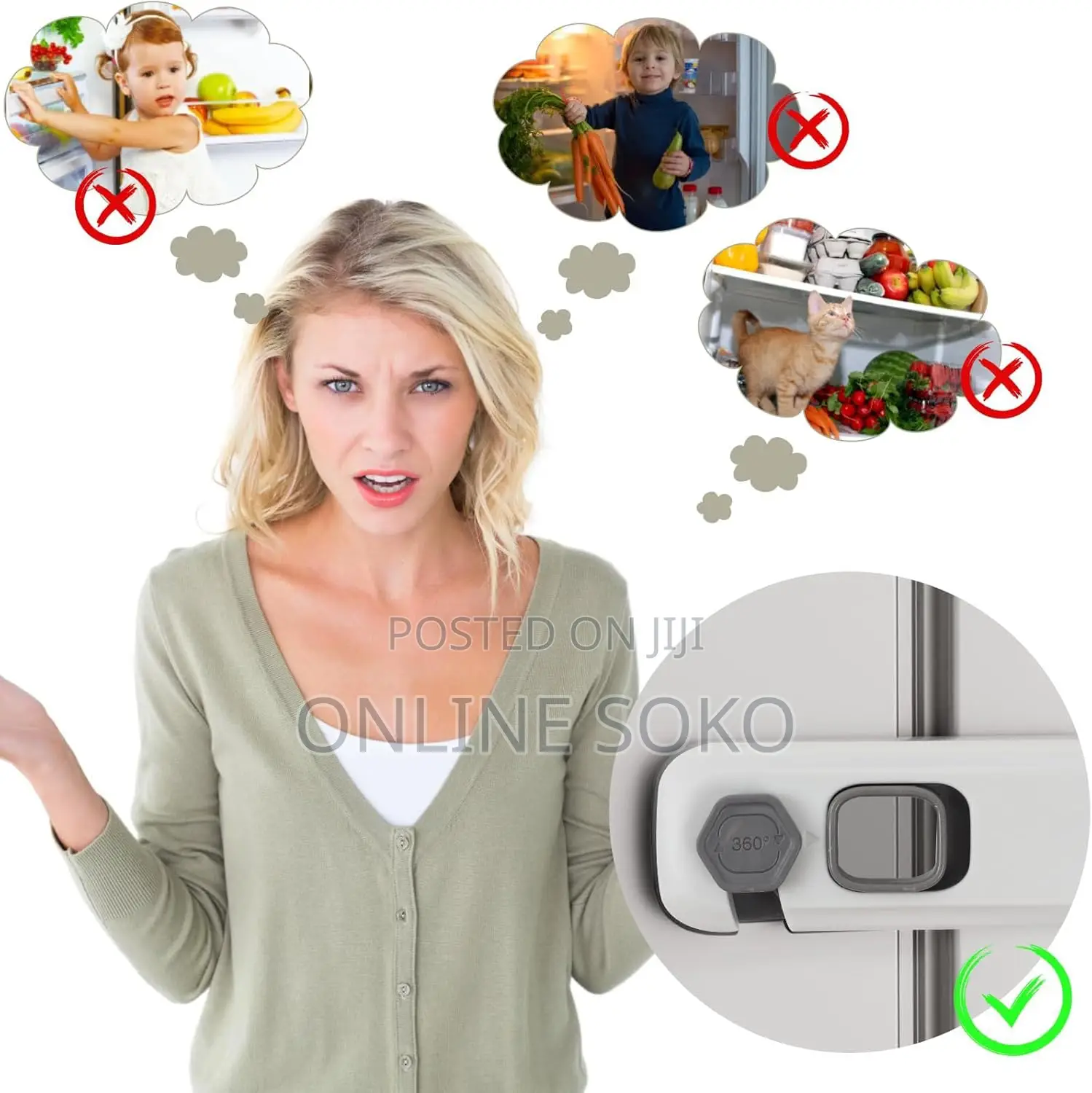 Self Adhesive Child Proof Cabinet Refrigerator Safety Lock