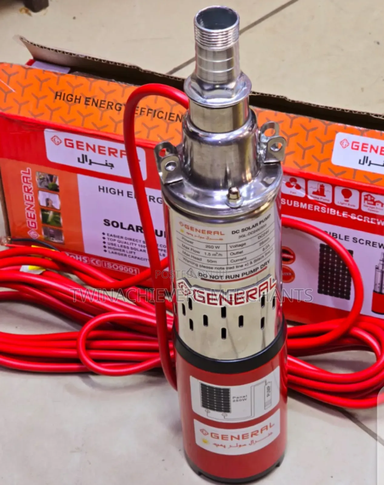 250w Solar Submersible Water Pump 50m