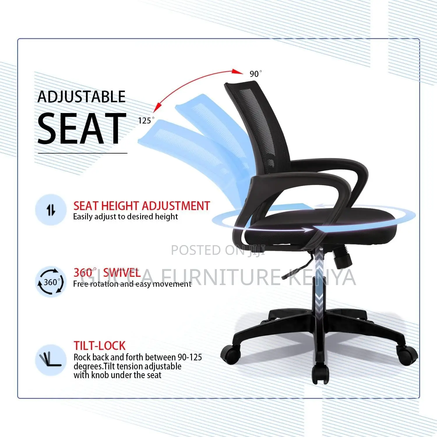 Office Chairs:Mesh Rolling Swivel Chair for Home Office