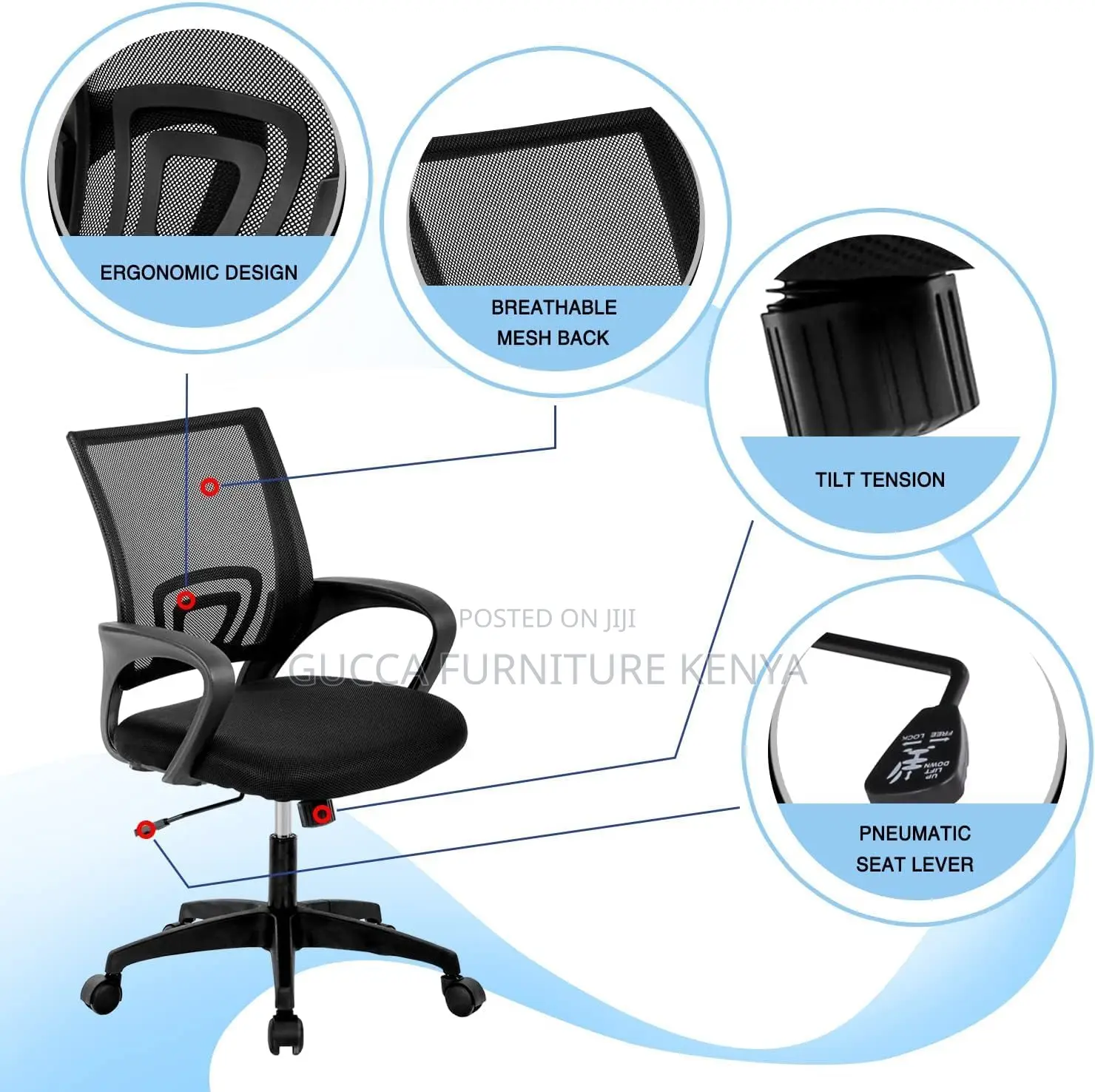 Office Chairs:Mesh Rolling Swivel Chair for Home Office