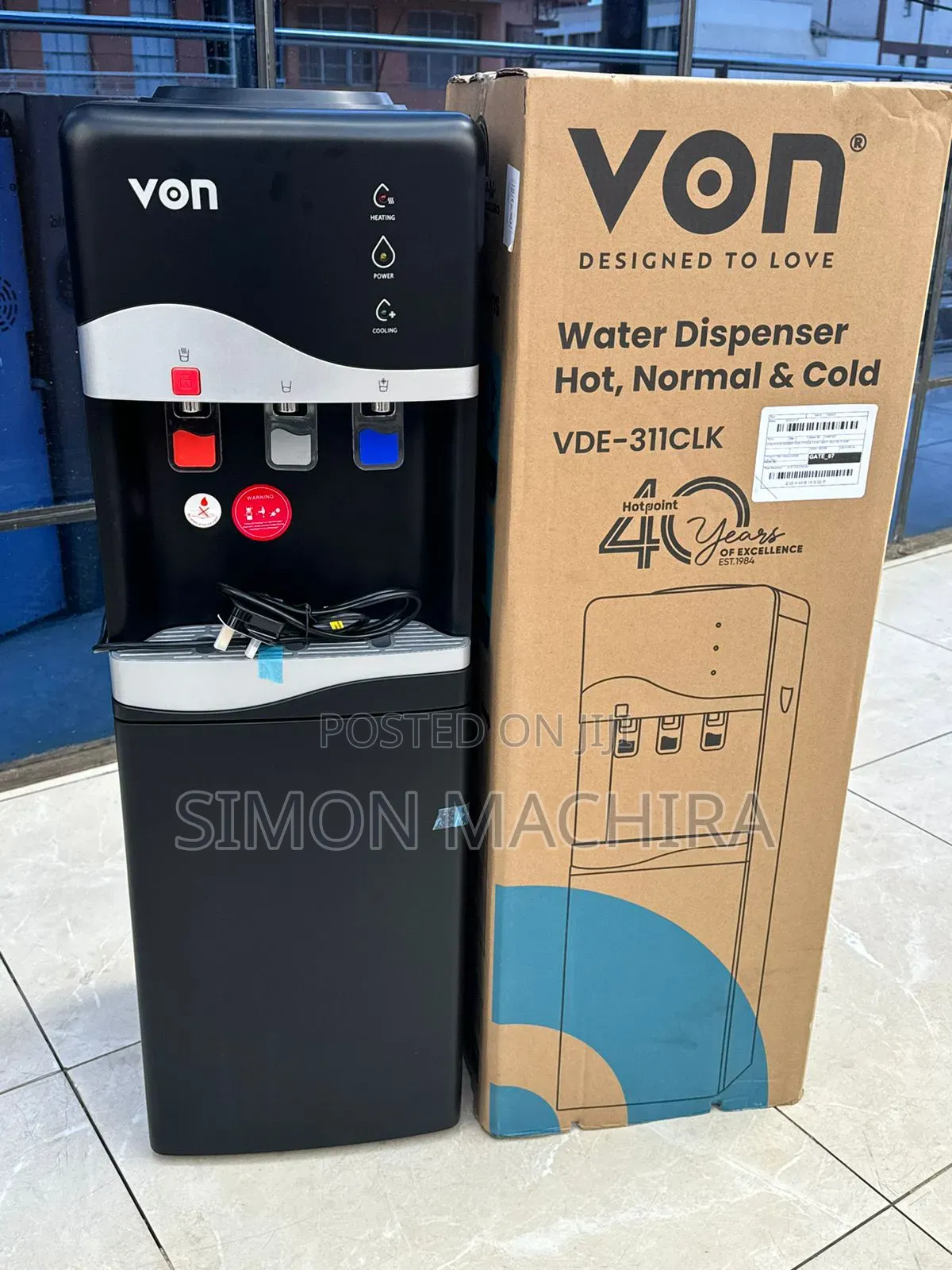 VON DISPENSER VDE-311CLK Cold Hot Normal Water Dispenser