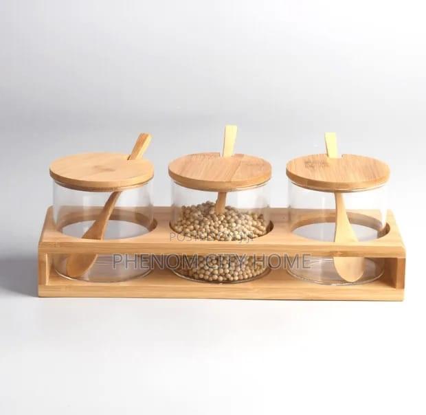 3pcs Canister Set With Bamboo Lid
