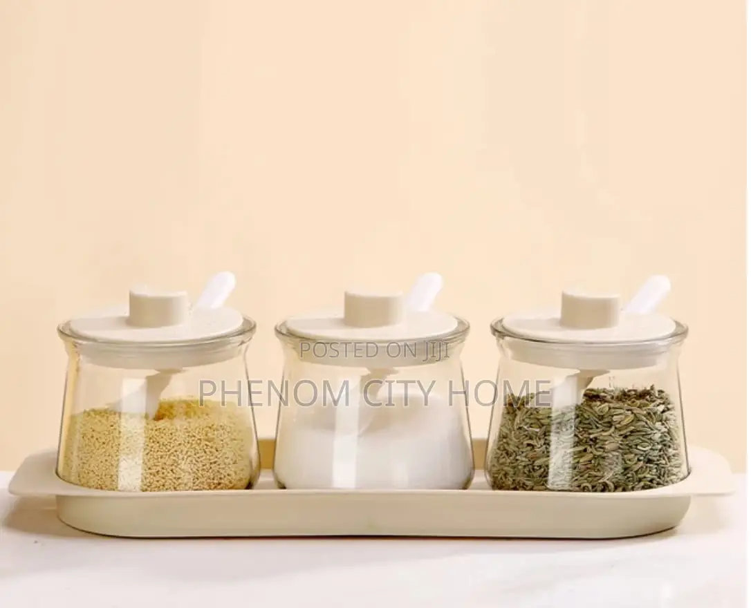 3pcs Glass Canister Seasoning Set